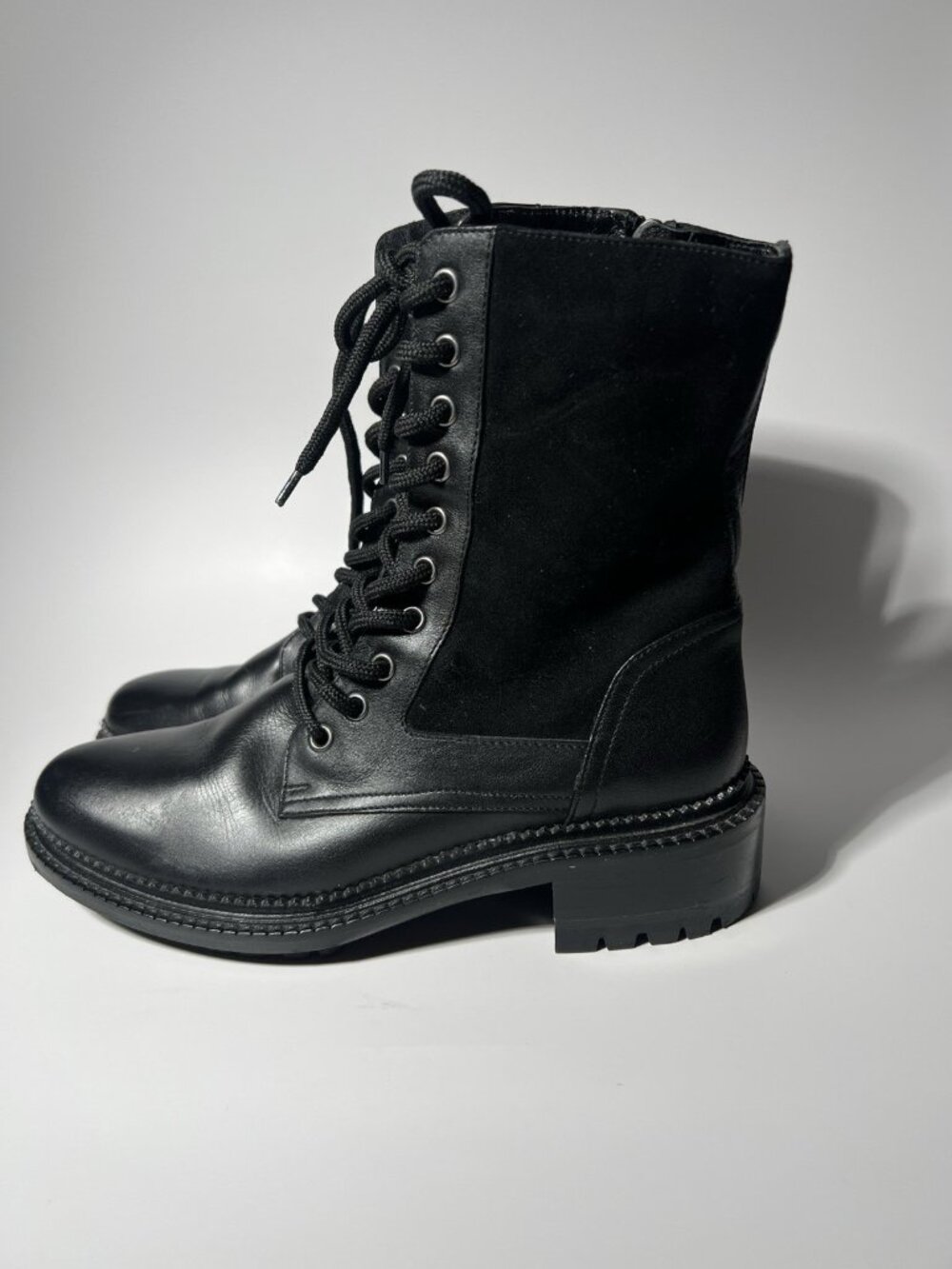 Aquatalia Orianna Women’s Black Suede Combat Boots Size 7M Lug Sole - Picture 14 of 14